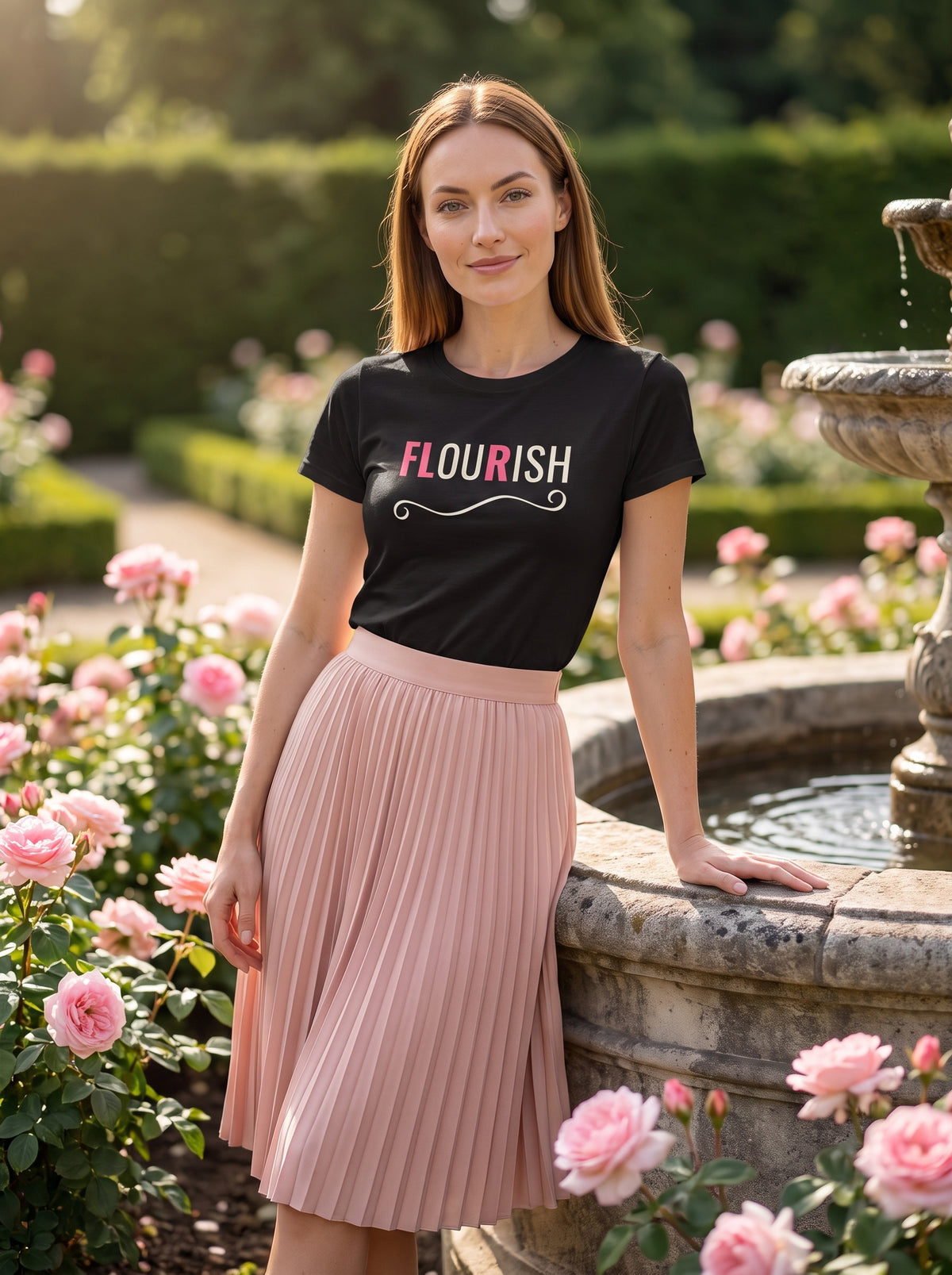 Flourish tee in Black — lifestyle [kk-studio]