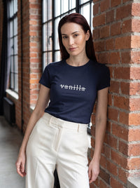 Not Vanilla tee in Navy — lifestyle [kk-studio]