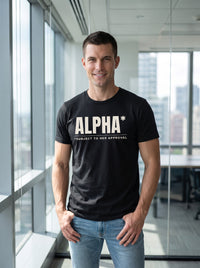 Alpha* (Subject to Her Approval) tee in Black — lifestyle [kk-studio]