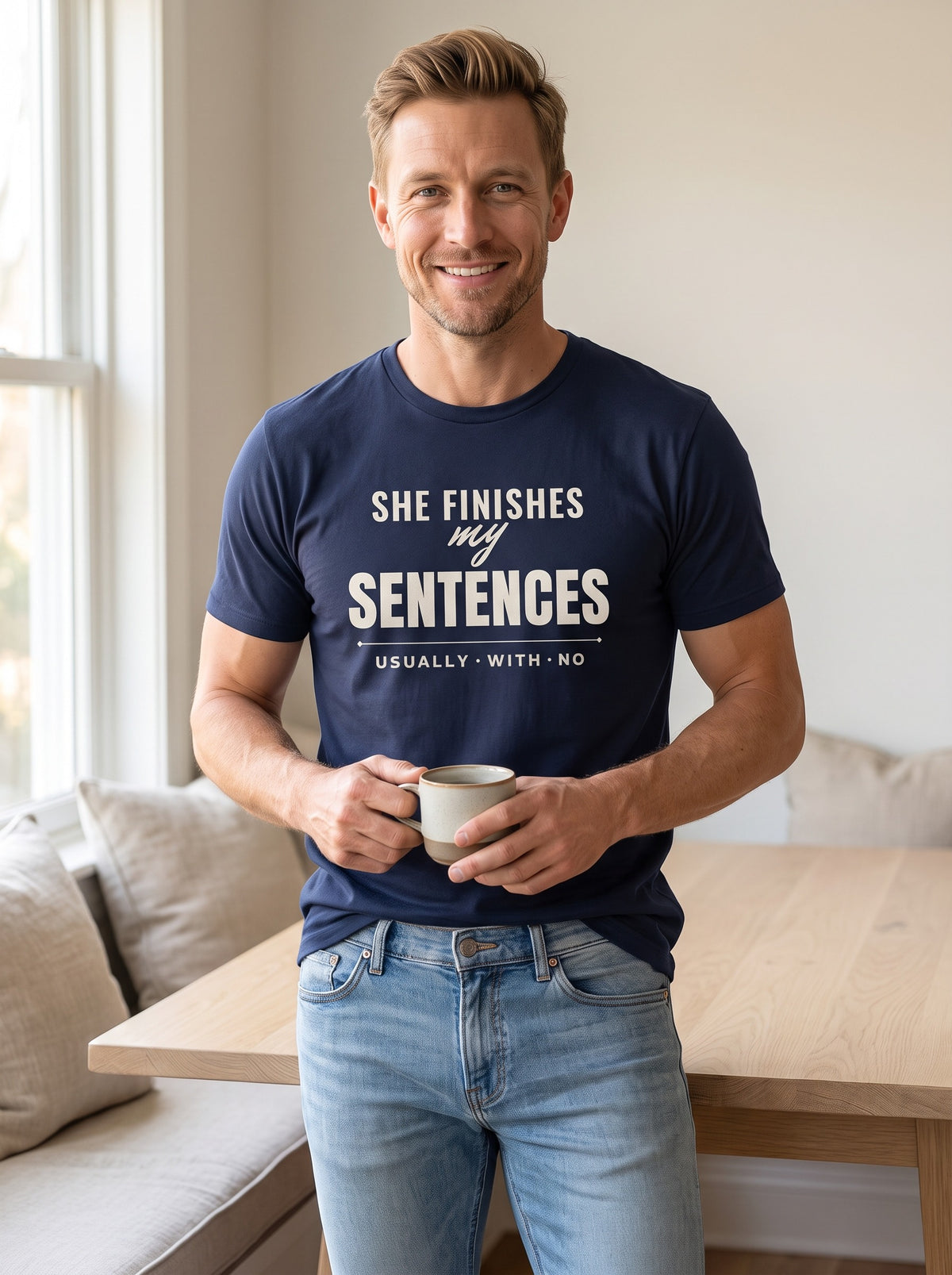 She Finishes My Sentences tee in Navy — lifestyle [kk-studio]