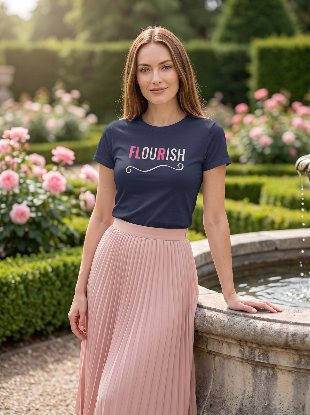 Flourish tee in Navy — lifestyle [kk-studio]