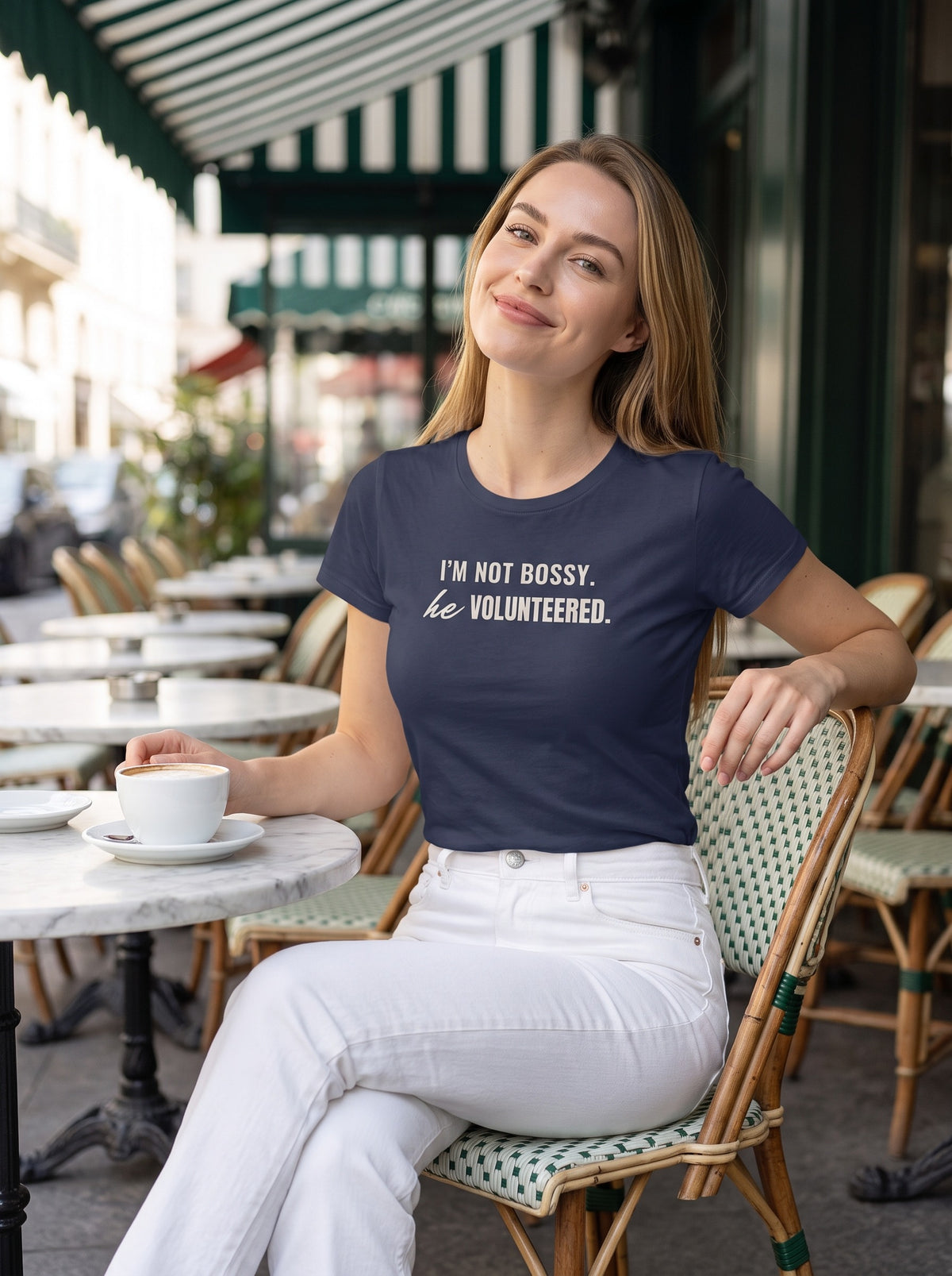 I'm Not Bossy. He Volunteered. tee in Navy — lifestyle [kk-studio]