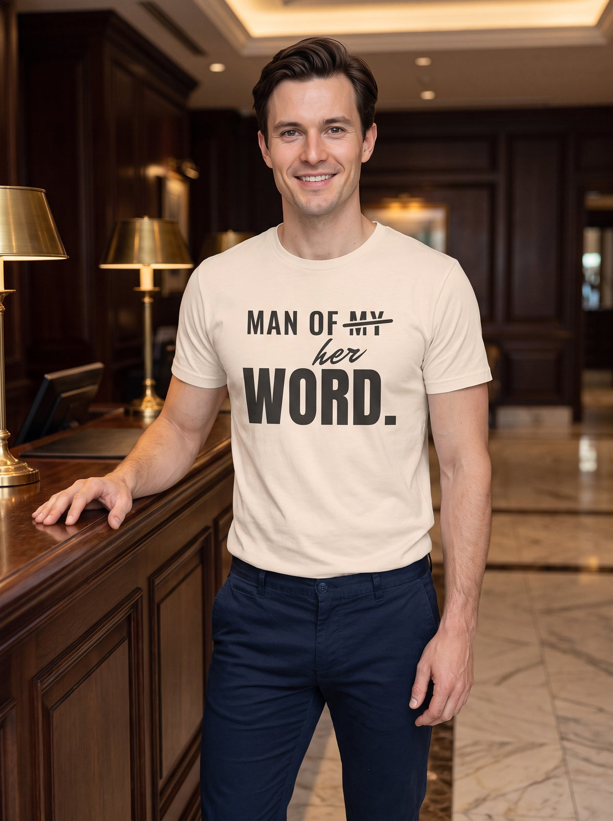 Man of Her Word tee in Soft Cream — lifestyle [kk-studio]
