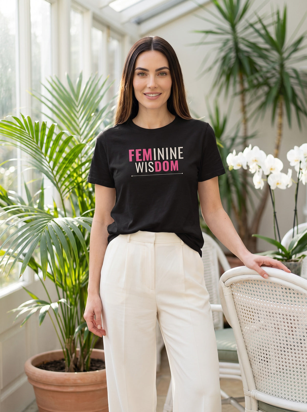 Feminine Wisdom tee in Black — lifestyle [kk-studio]