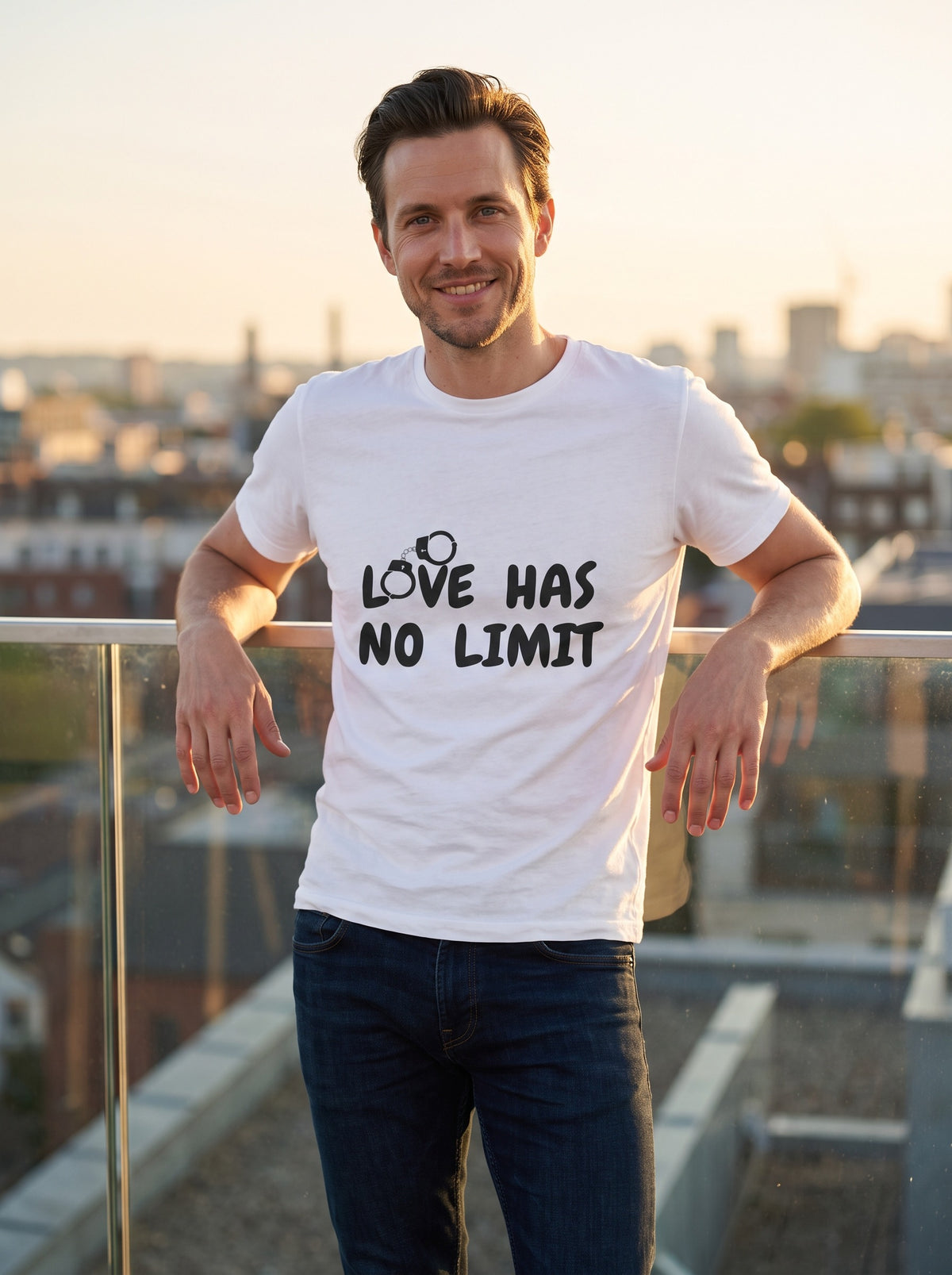 Love Has No Limit (His) tee in White — lifestyle [kk-studio]