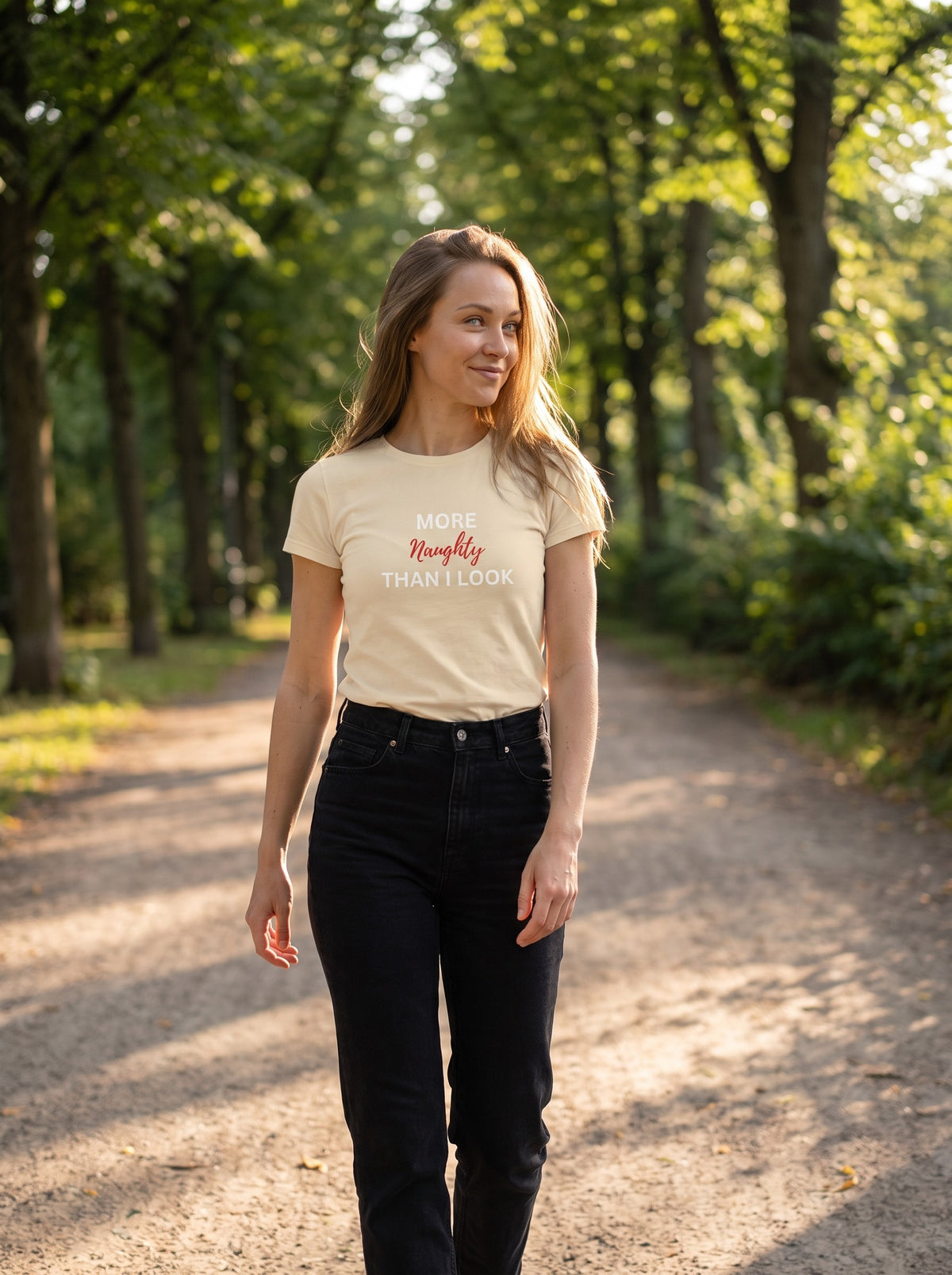 More Naughty Than I Look tee in Soft Cream — lifestyle [kk-studio]