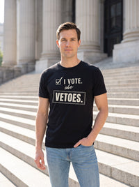 I Vote. She Vetoes. tee in Black — lifestyle [kk-studio]