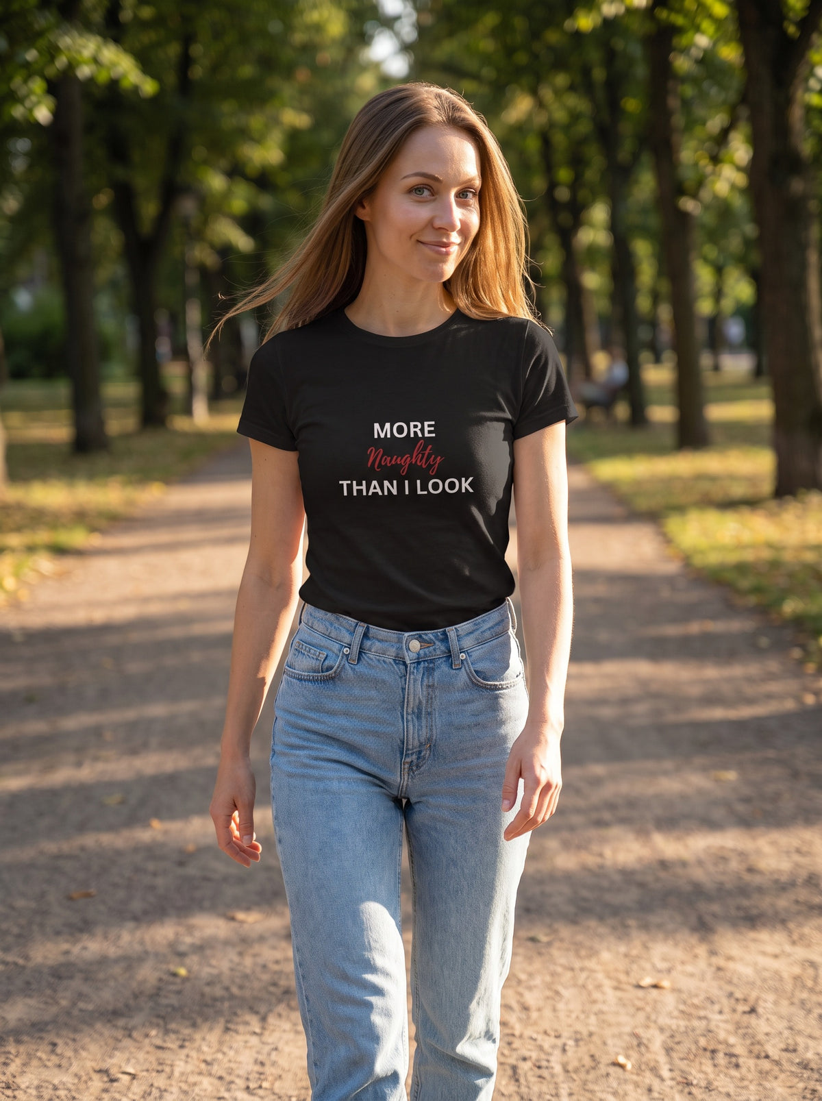 More Naughty Than I Look tee in Black — lifestyle [kk-studio]
