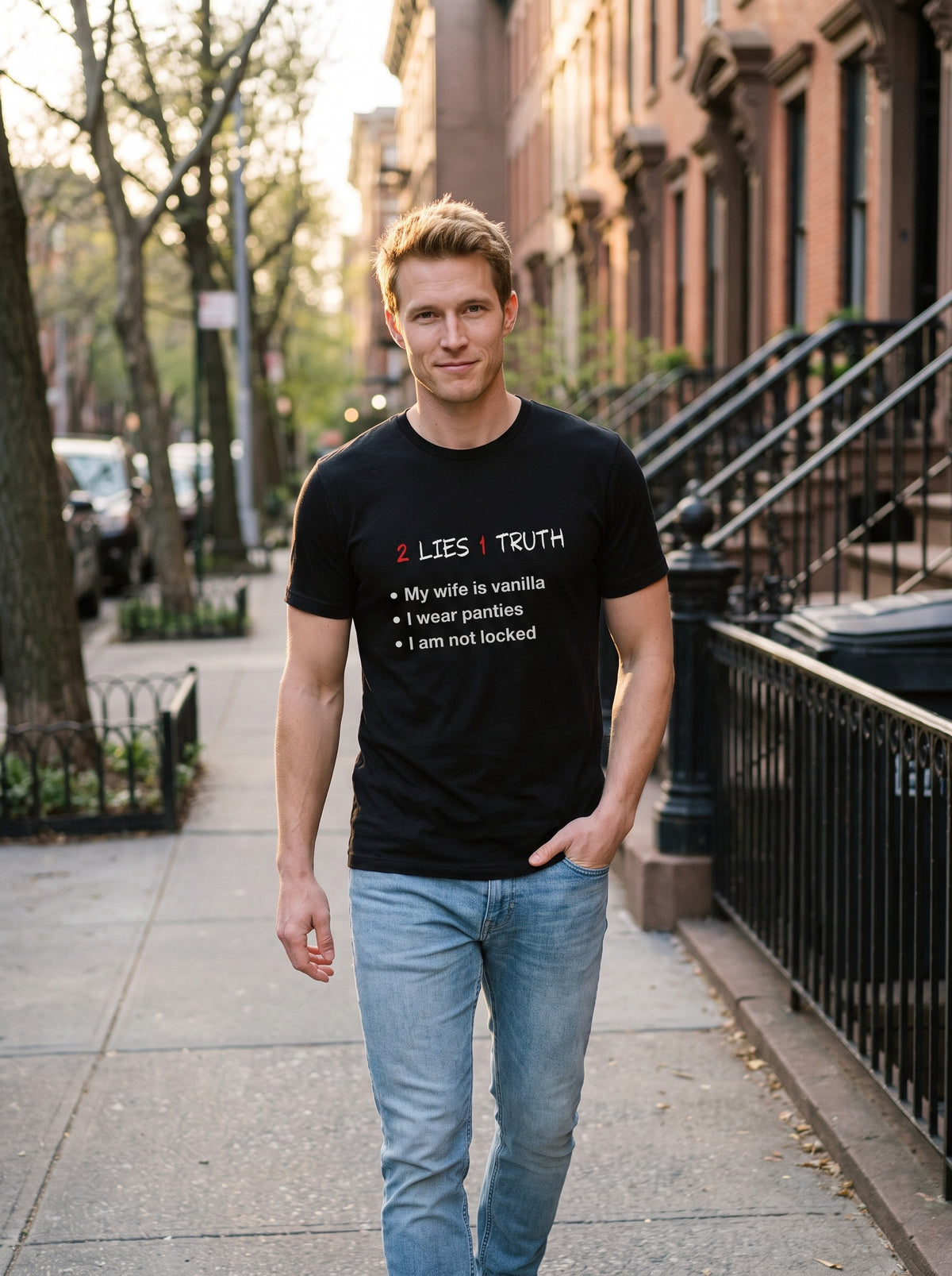 2 Lies, 1 Truth tee in Black — lifestyle [kk-studio]