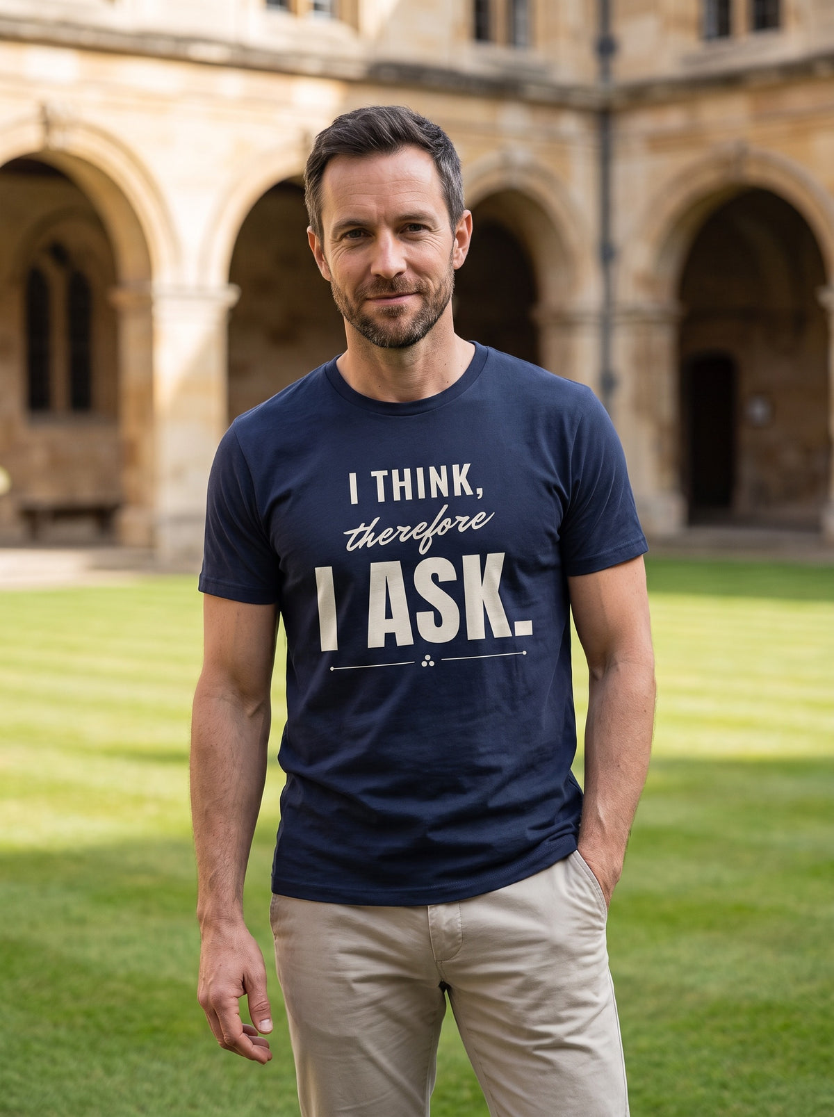 I Think, Therefore I Ask tee in Navy — lifestyle [kk-studio]