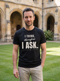 I Think, Therefore I Ask tee in Black — lifestyle [kk-studio]