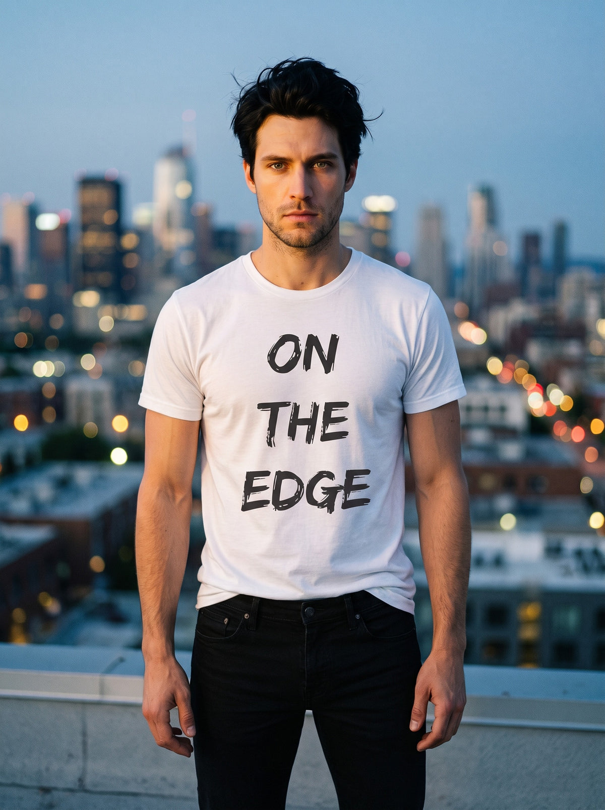 On the Edge tee in White — lifestyle [kk-studio]