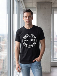 Devoted, Focused, Controlled tee in Black — lifestyle [kk-studio]