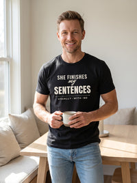 She Finishes My Sentences tee in Black — lifestyle [kk-studio]