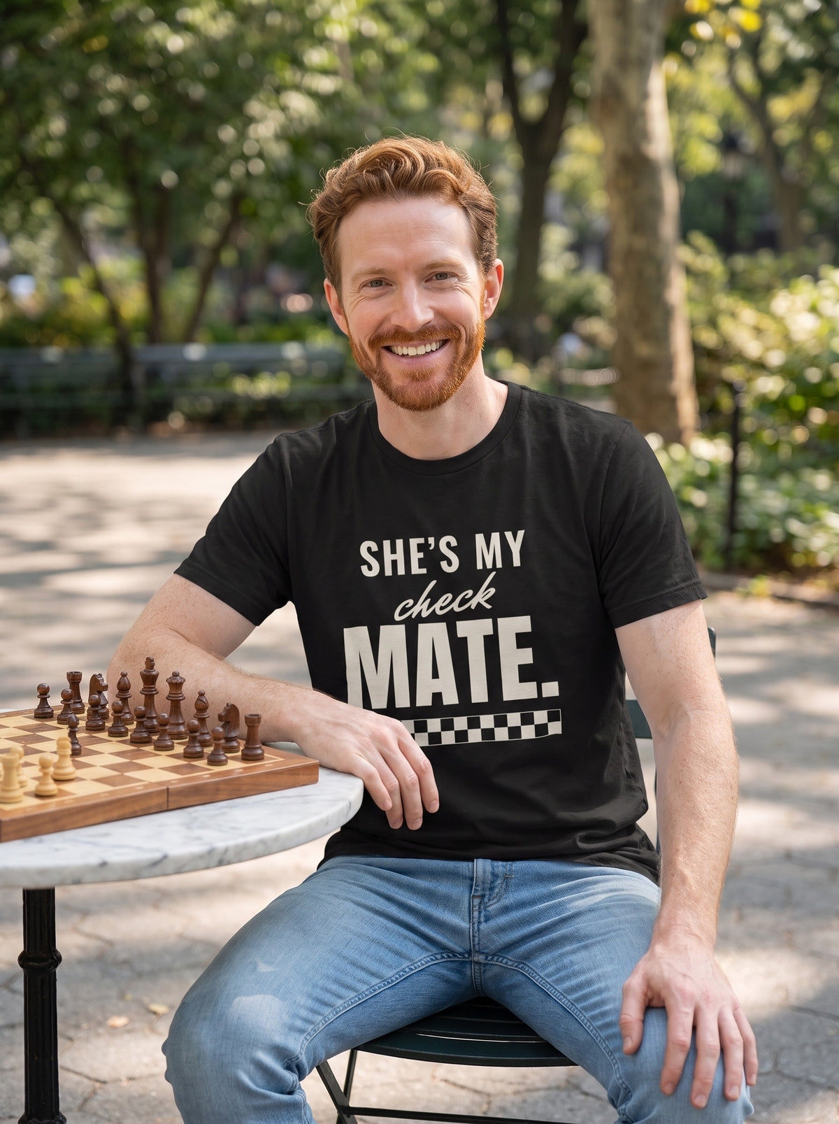 She's My Checkmate tee in Black — lifestyle [kk-studio]
