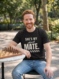 She's My Checkmate tee in Black — lifestyle [kk-studio]
