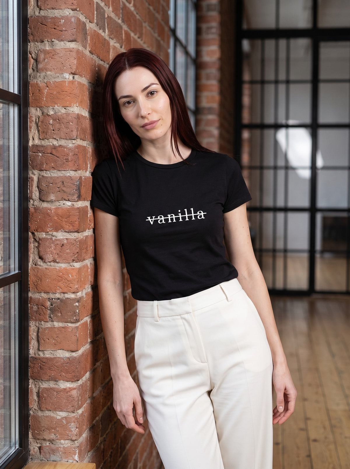Not Vanilla tee in Black — lifestyle [kk-studio]