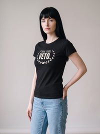 Veni. Vidi. Veto. tee in Black — three-quarter view [kk-studio]