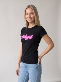 Babygirl tee in Black — three-quarter view [kk-studio]