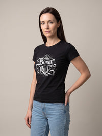 Born to Rule tee in Black — three-quarter view [kk-studio]