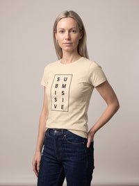 Submissive tee in Soft Cream — three-quarter view [kk-studio]