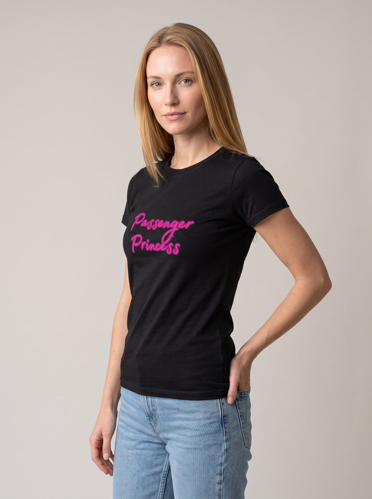 Passenger Princess tee in Black — three-quarter view [kk-studio]